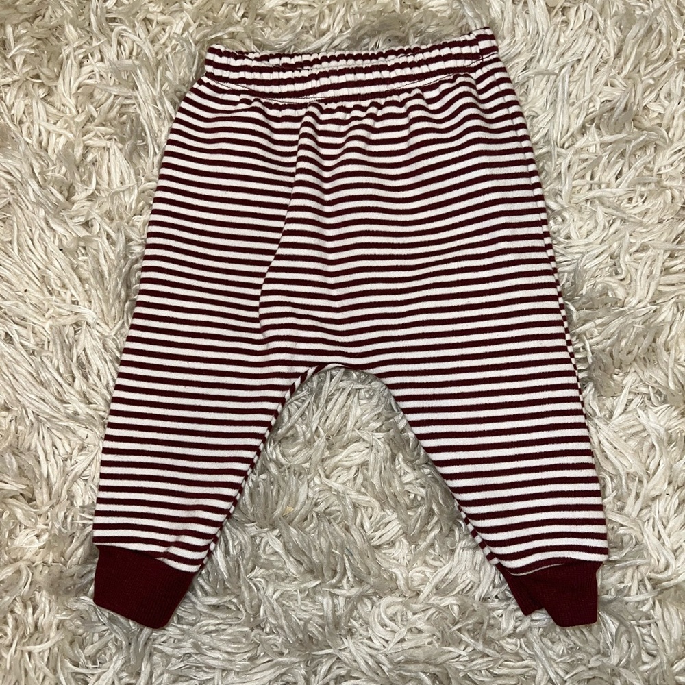 Burgandy Cuffed Stripe Jogger Sweats Baby Boy 6-12 months